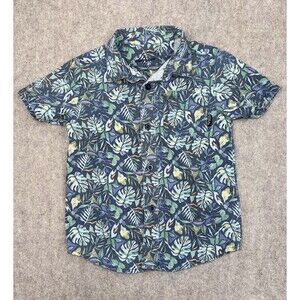 Eddie Bauer Boys Size 4 Short Sleeve Button Up Hawaiian Floral Thick